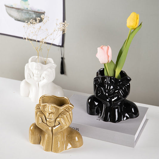 Ceramic Flower Sculpture Craft Vases